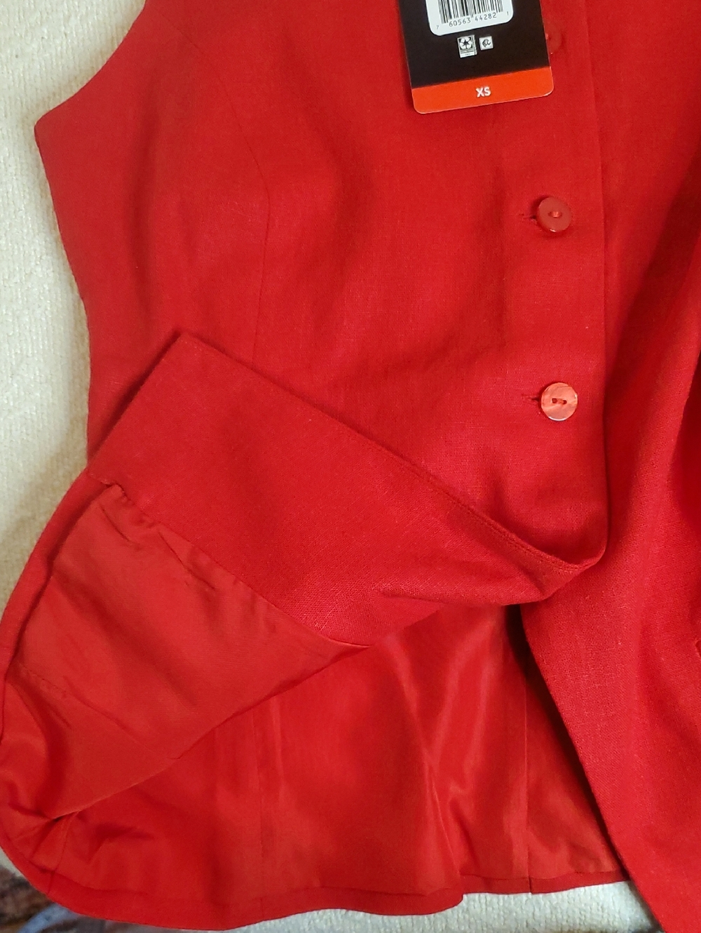NWT Express Red Linen-Blend Sleeveless Top Button Fully Lined Tailored Size XS - Picture 9 of 9